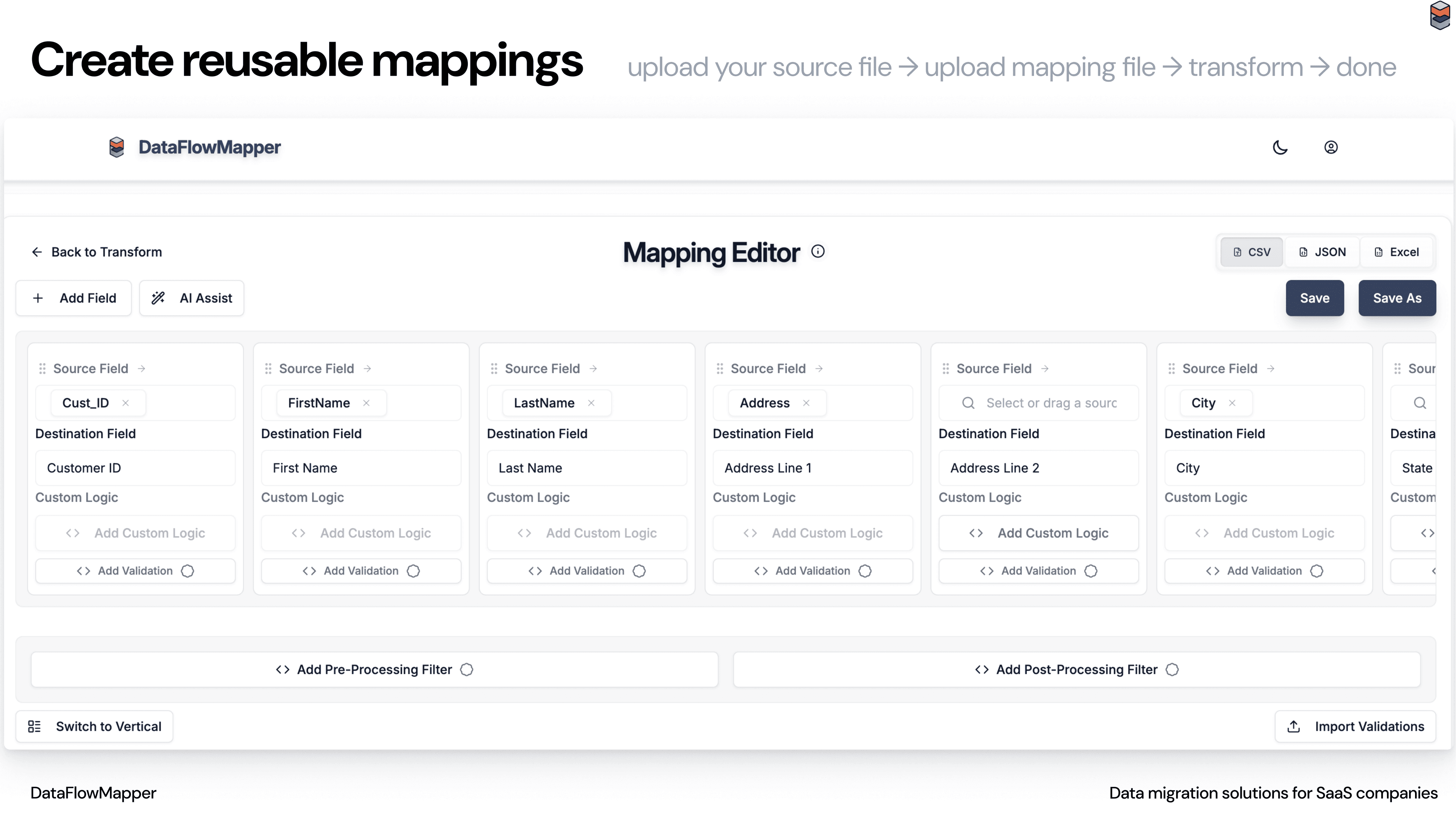 DataFlowMapper's intuitive Mapping Editor for data transformation