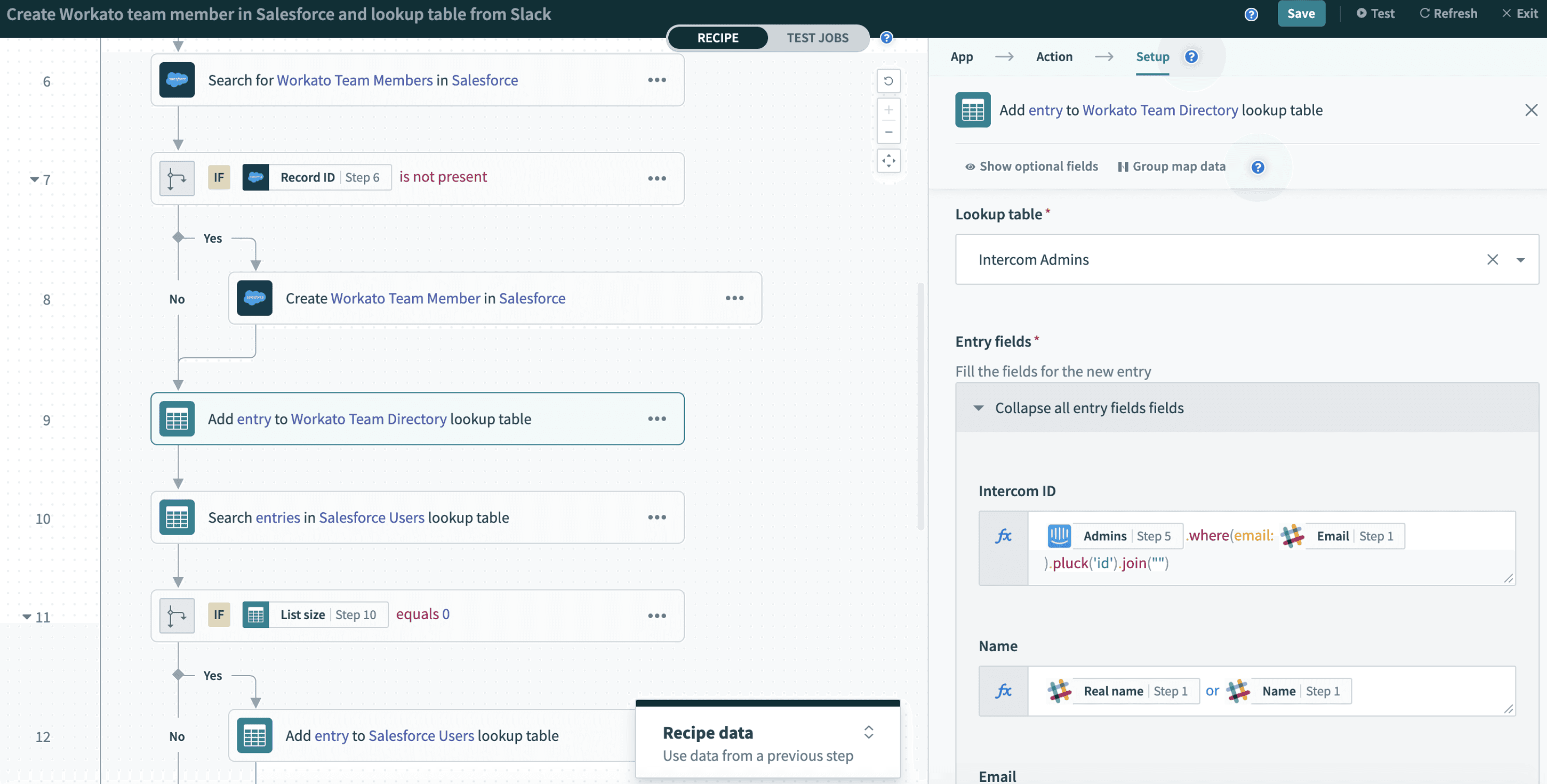 Workflow automation tool interface