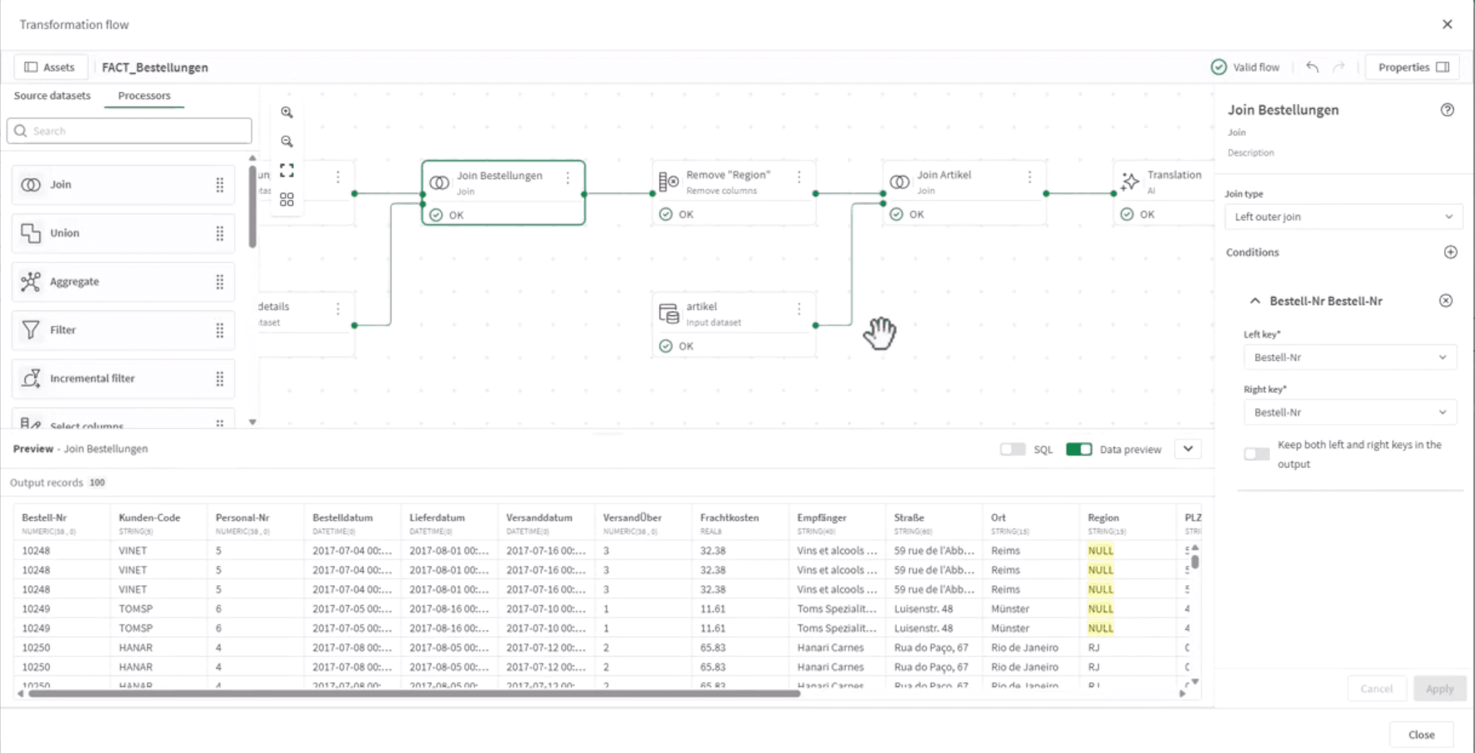 Talend Studio Job Designer with components connected on the canvas