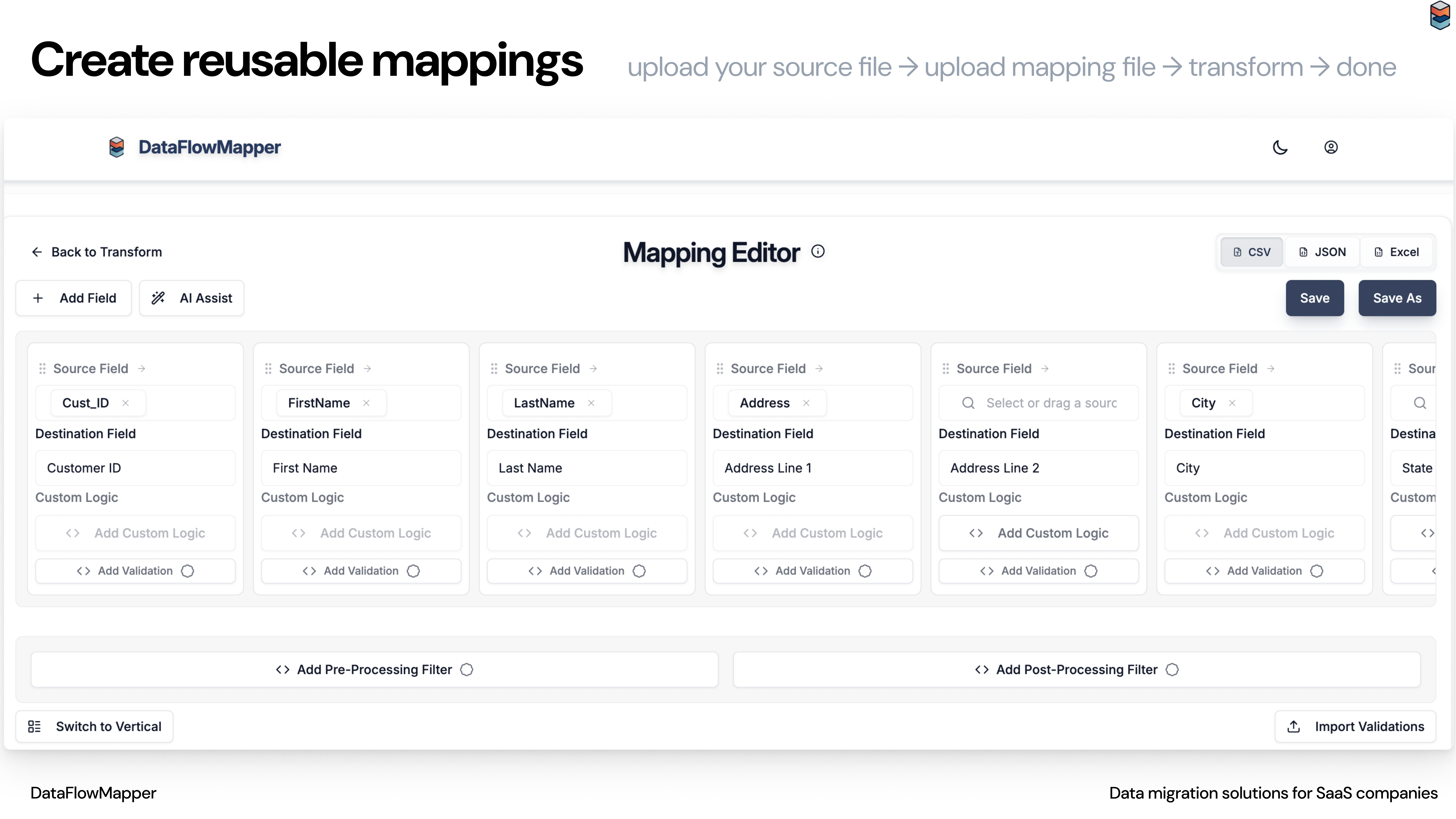 DataFlowMapper's intuitive Mapping Editor for data transformation
