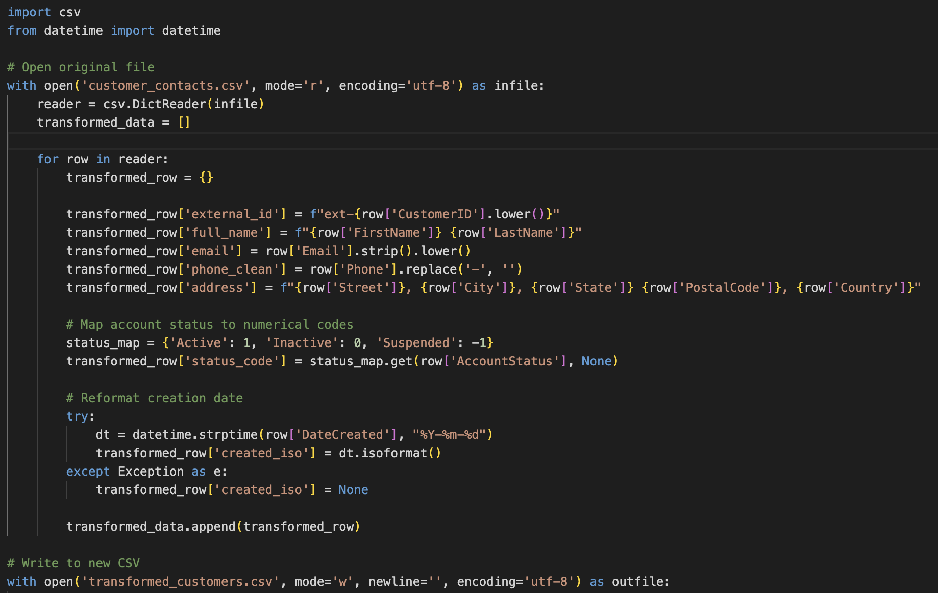 Using Python for data transformation